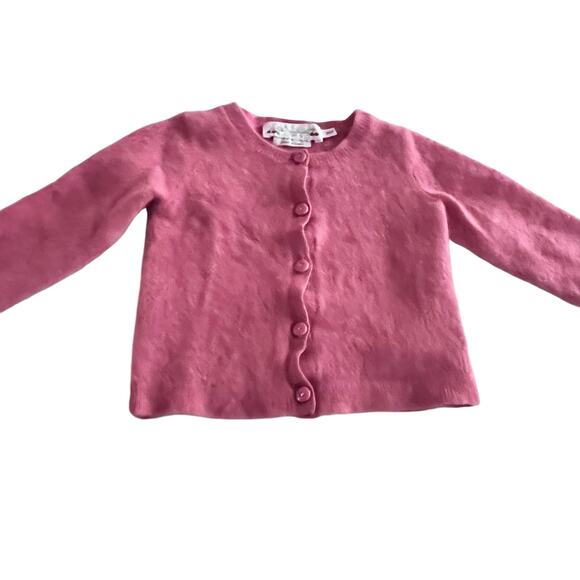 Bonpoint girls pink 100% cashmere cardigan sweater size 3-6 months
